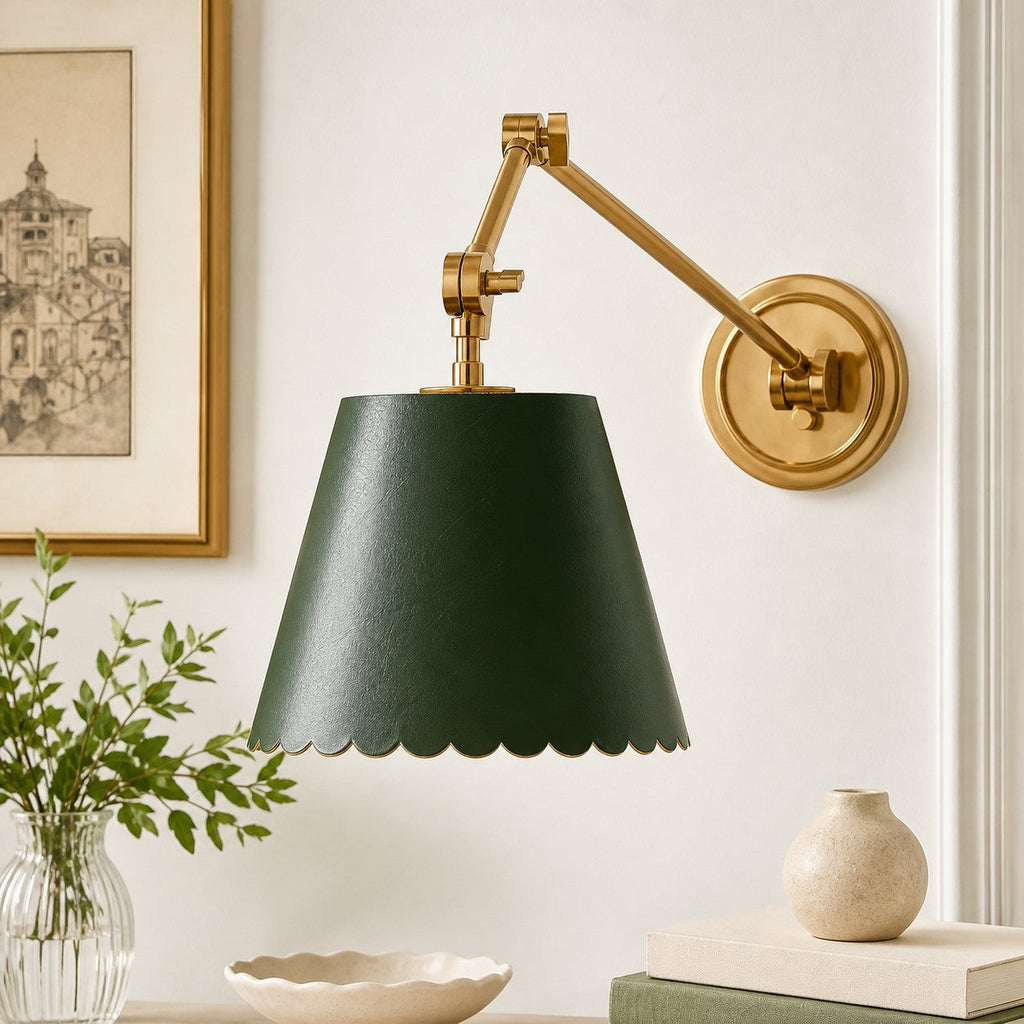 Wall Lamp with Scalloped Shade | Modern Rustic Lighting for Bedroom and Living Spaces - Lamylie