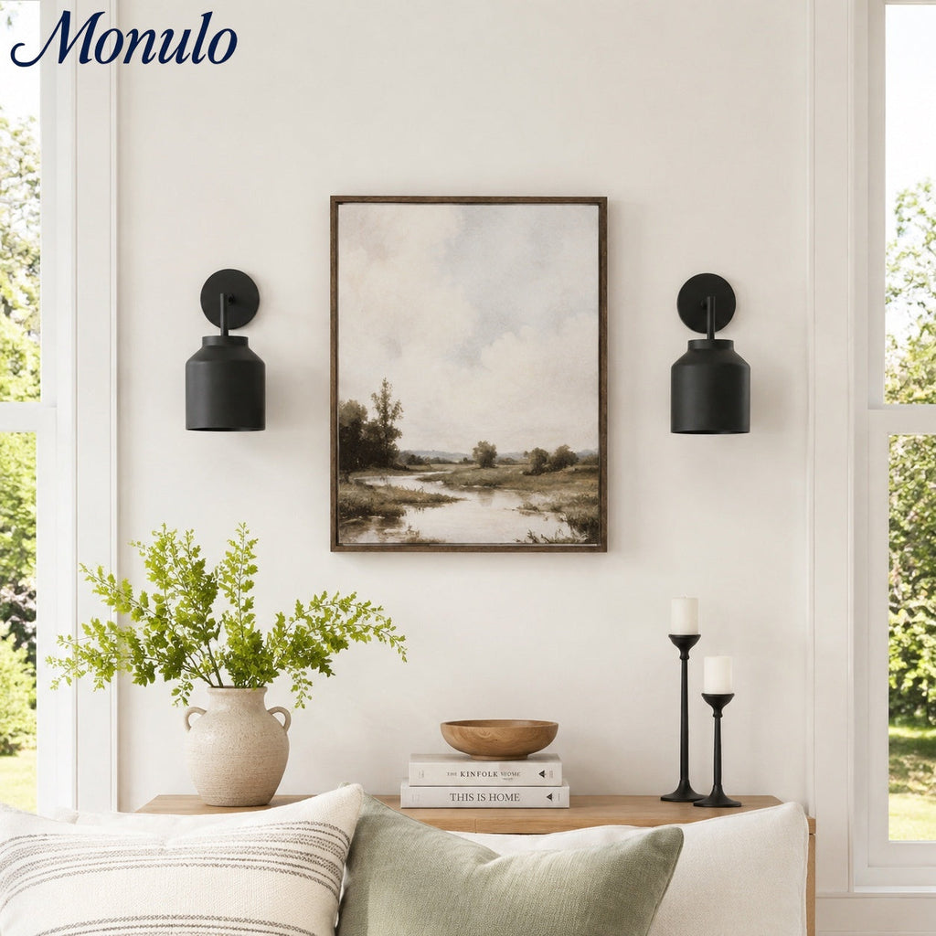 Wall Lamp with Milk Glass Shade and Metal Accents Minimalist Design Ambient Lamp Hall Hallway Bedroom - Lamylie