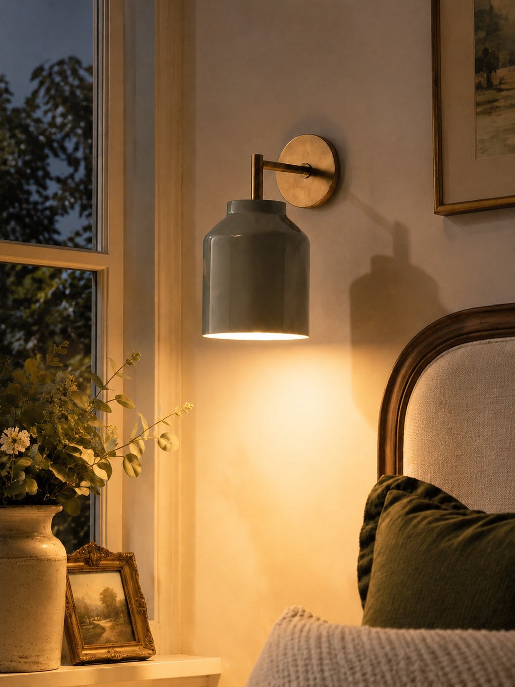 Wall Lamp with Milk Glass Shade and Metal Accents Minimalist Design Ambient Lamp Hall Hallway Bedroom - Lamylie