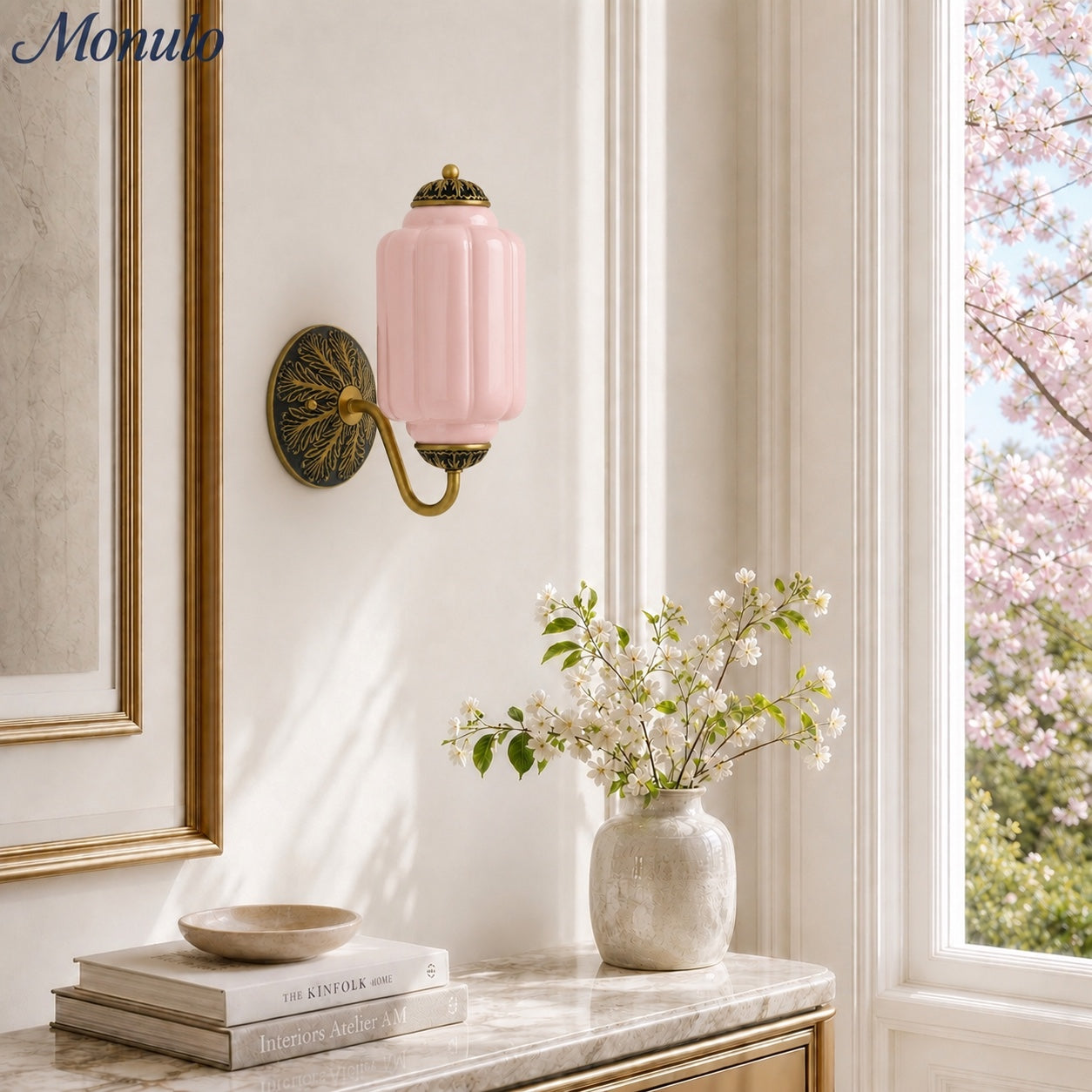 Eloise Vintage Wandleuchte aus Milchglas mit gewelltem Rand - Moderne Akzentbeleuchtung für Bad und Schlafzimmer