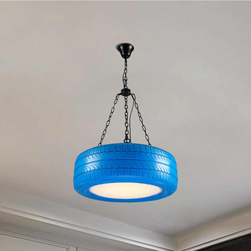 Industrial Pendant Lamp Tire Rubber with Chain for Bar | Creative Lighting Green Yellow Pink Red Blue - Lamylie