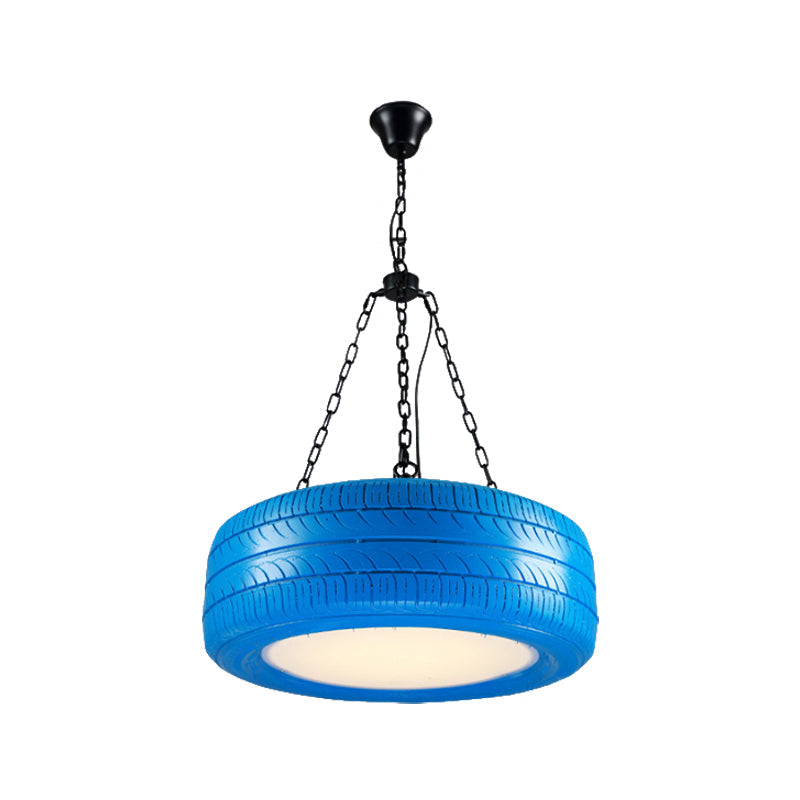 Industrial Pendant Lamp Tire Rubber with Chain for Bar | Creative Lighting Green Yellow Pink Red Blue - Lamylie