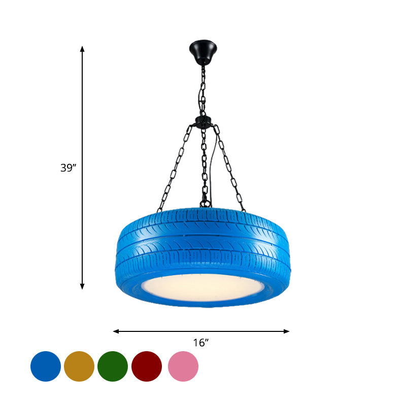 Industrial Pendant Lamp Tire Rubber with Chain for Bar | Creative Lighting Green Yellow Pink Red Blue - Lamylie