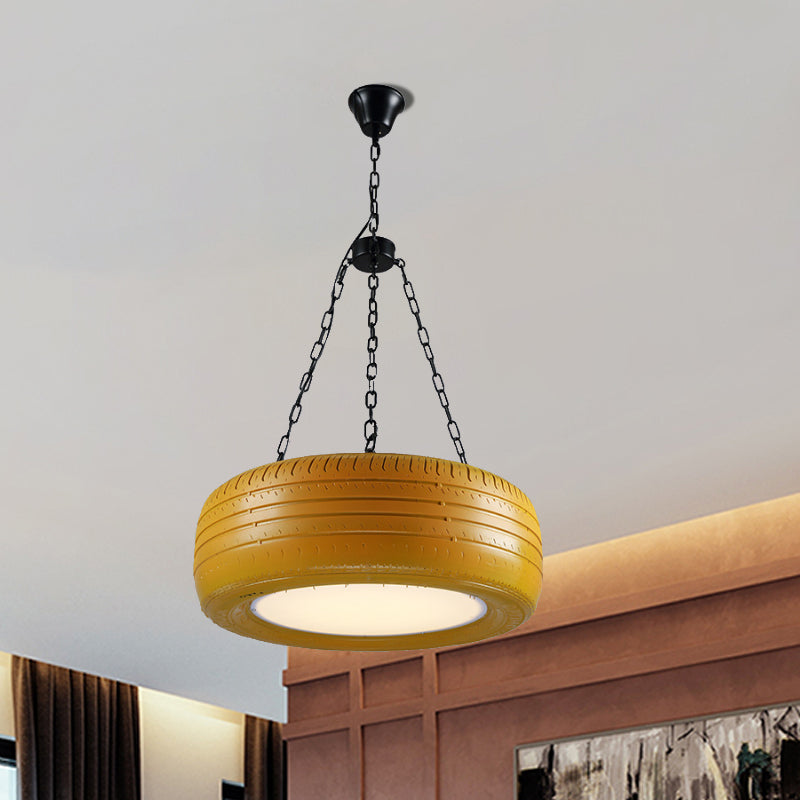 Industrial Pendant Lamp Tire Rubber with Chain for Bar | Creative Lighting Green Yellow Pink Red Blue - Lamylie