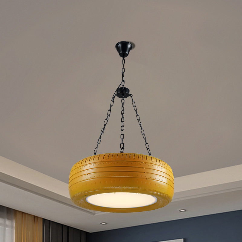 Industrial Pendant Lamp Tire Rubber with Chain for Bar | Creative Lighting Green Yellow Pink Red Blue - Lamylie