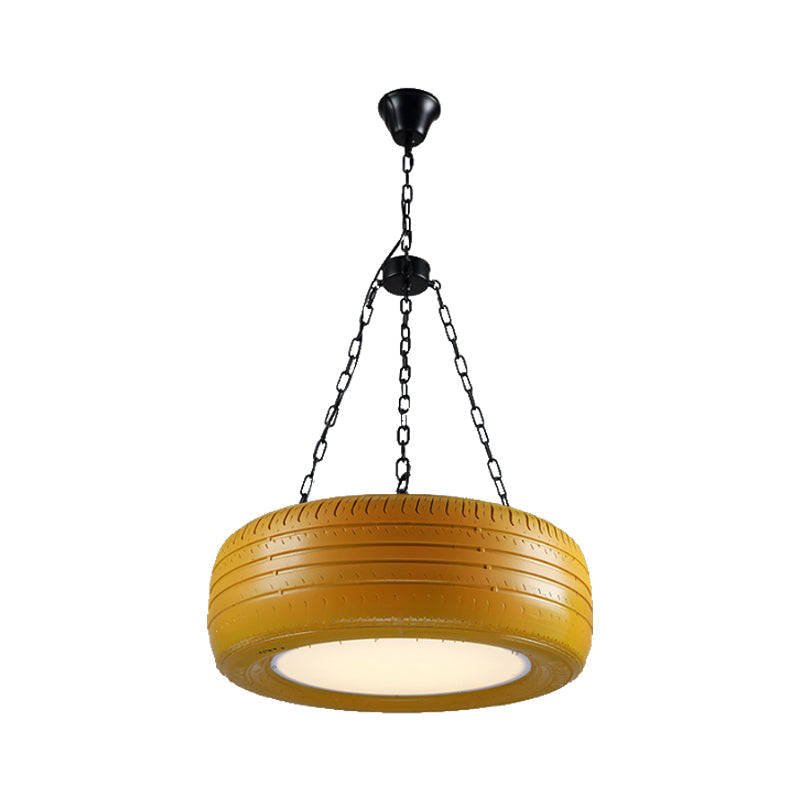 Industrial Pendant Lamp Tire Rubber with Chain for Bar | Creative Lighting Green Yellow Pink Red Blue - Lamylie