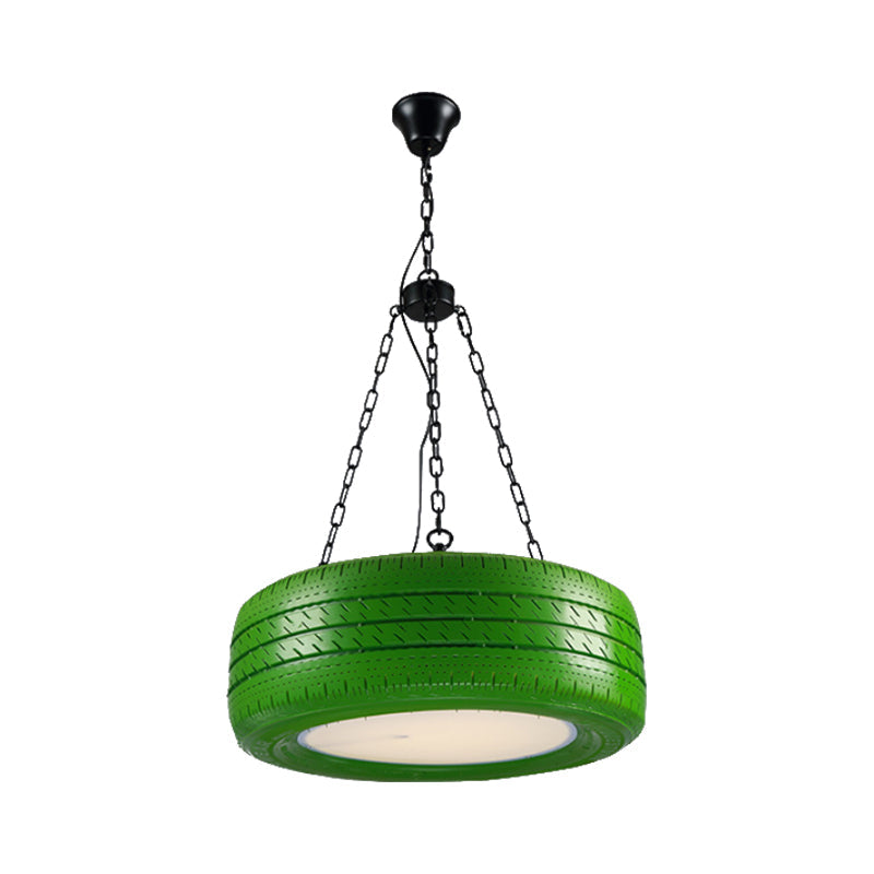 Industrial Pendant Lamp Tire Rubber with Chain for Bar | Creative Lighting Green Yellow Pink Red Blue - Lamylie