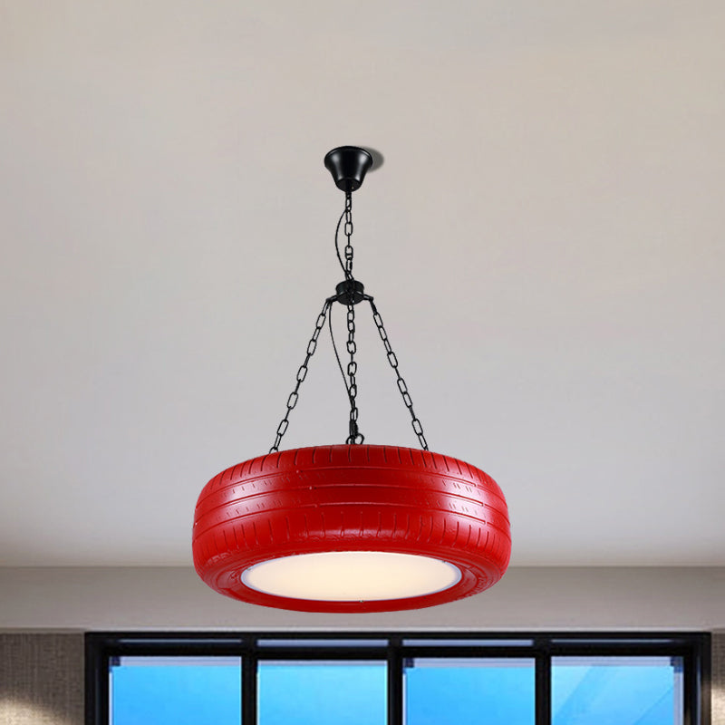 Industrial Pendant Lamp Tire Rubber with Chain for Bar | Creative Lighting Green Yellow Pink Red Blue - Lamylie