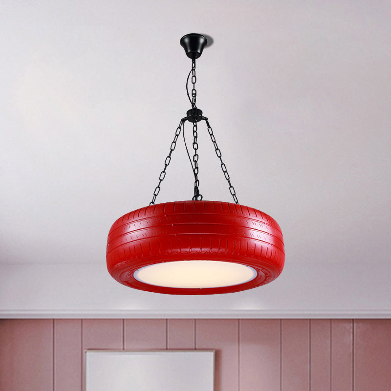 Industrial Pendant Lamp Tire Rubber with Chain for Bar | Creative Lighting Green Yellow Pink Red Blue - Lamylie