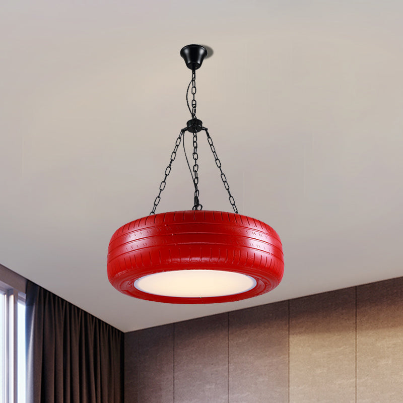 Industrial Pendant Lamp Tire Rubber with Chain for Bar | Creative Lighting Green Yellow Pink Red Blue - Lamylie