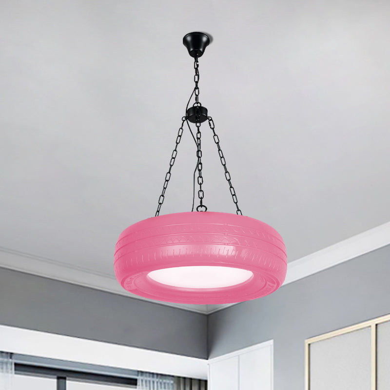 Industrial Pendant Lamp Tire Rubber with Chain for Bar | Creative Lighting Green Yellow Pink Red Blue - Lamylie