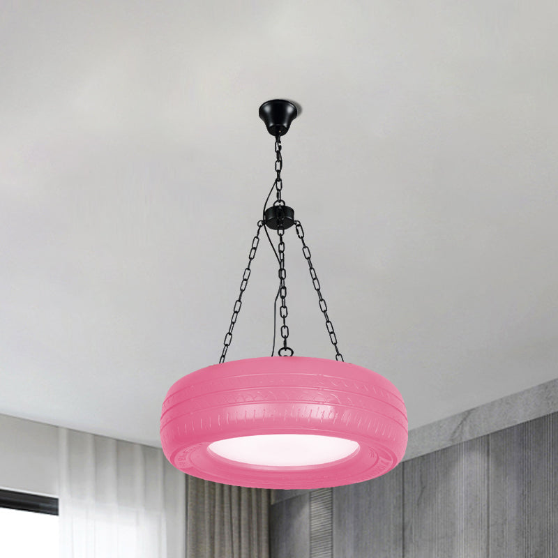 Industrial Pendant Lamp Tire Rubber with Chain for Bar | Creative Lighting Green Yellow Pink Red Blue - Lamylie