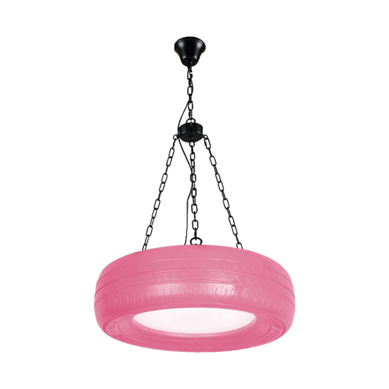 Industrial Pendant Lamp Tire Rubber with Chain for Bar | Creative Lighting Green Yellow Pink Red Blue - Lamylie
