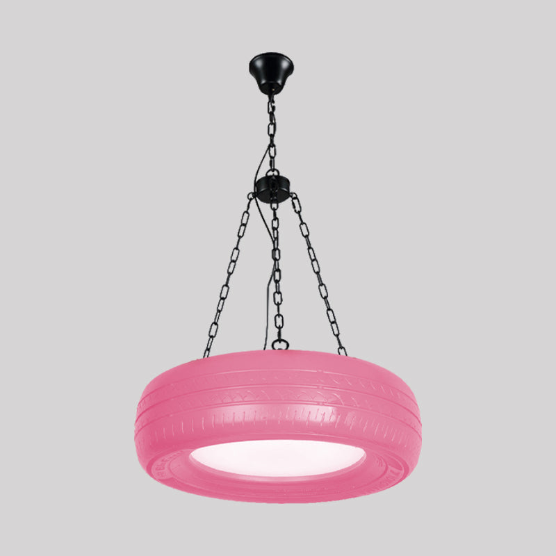 Industrial Pendant Lamp Tire Rubber with Chain for Bar | Creative Lighting Green Yellow Pink Red Blue - Lamylie