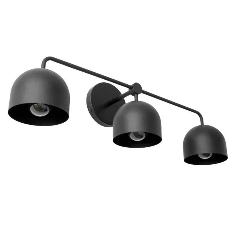 Væglampe med kuppelskærme, moderne skandinavisk design i sort metal og messing, 2-3 lyspunkter, stemningsbelysning til badeværelse, entré og soveværelse - Lamylie