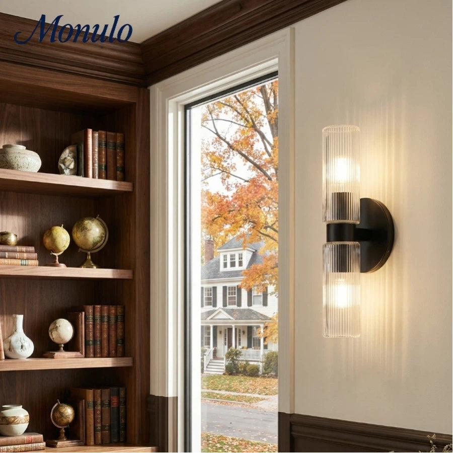 Wall lamp with double ribbed glass tubes | contemporary wall lighting for hall and entrance - Lamylie