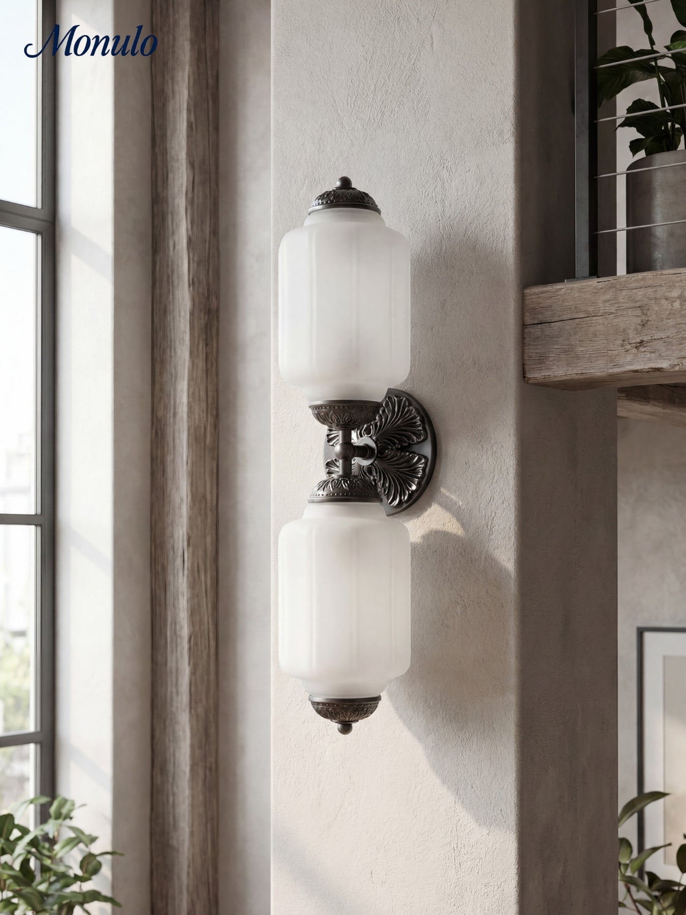Vintage Glass Wall Lamp Horizontal Model Eloise Light Source for Living Room and Hallway - Lamylie