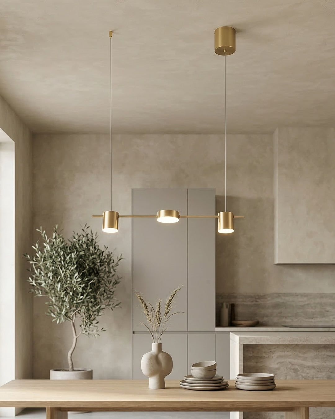 Linear LED Pendant Lamp Helios | Modern Lighting with Metal and Acrylic for Dining Room and Living Room - Lamylie