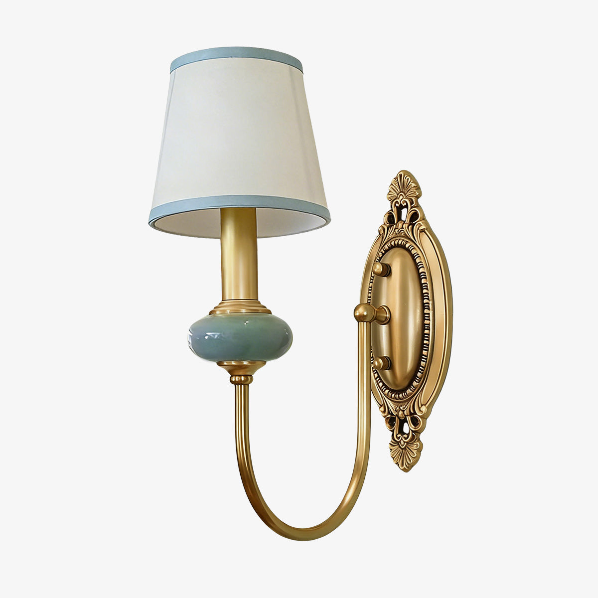 Ceramic Wall Lamp with Fabric Shade - 1 or 2 Light Points - E27 - Various Colors & Styles - Lamylie