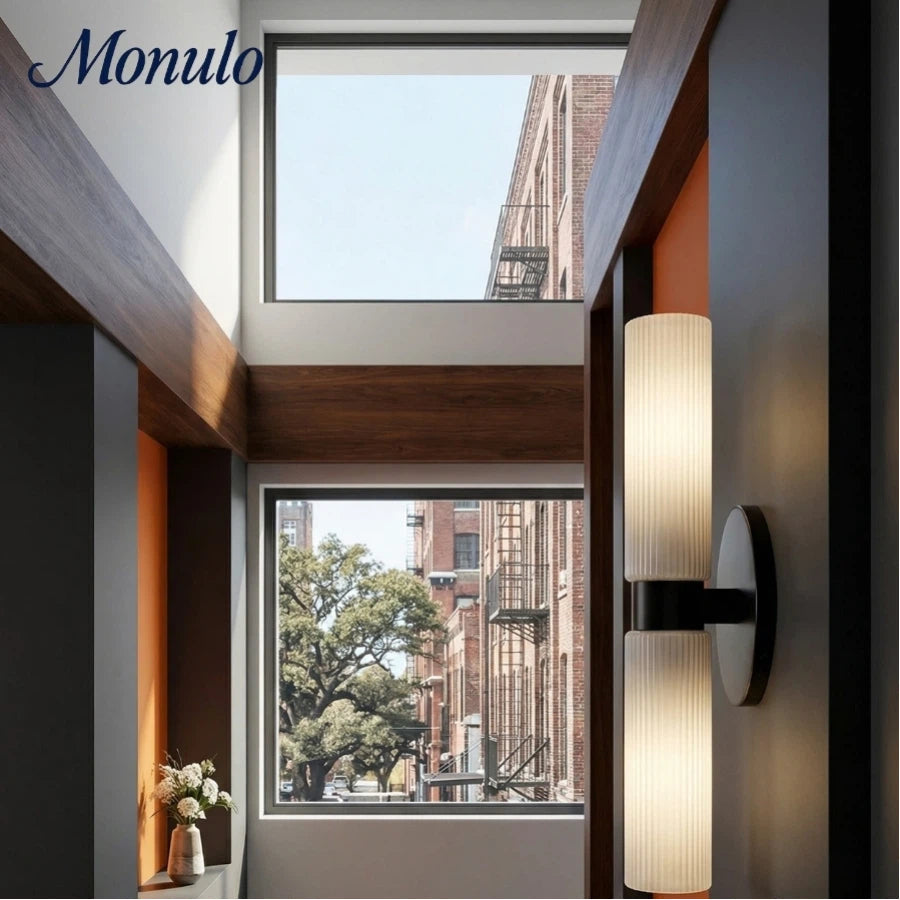 Wall lamp with double ribbed glass tubes | contemporary wall lighting for hall and entrance - Lamylie