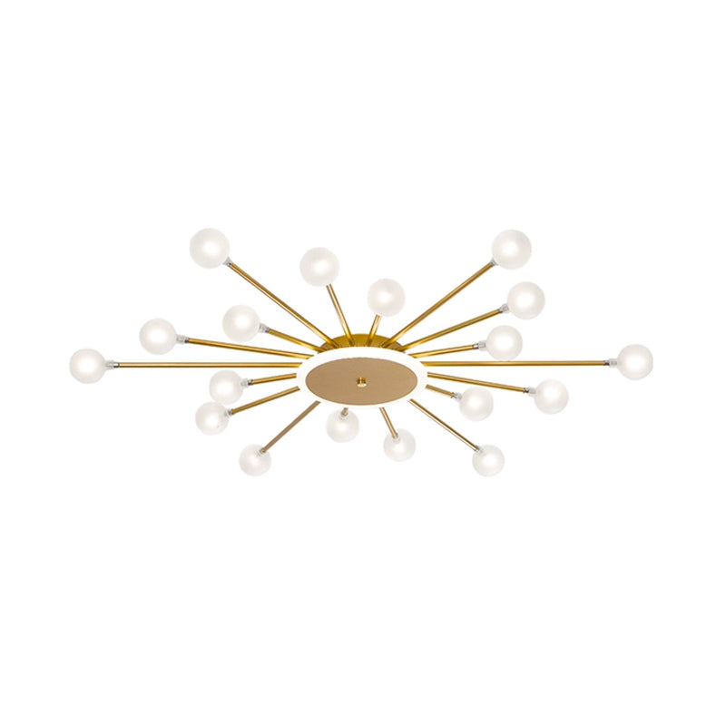 Postmodern Ceiling Lamp with 18 Light Points Frosted Glass Starburst Design Black Gold Semi-Flush - Lamylie