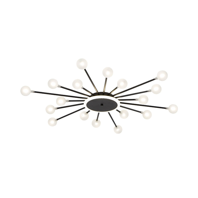 Postmodern Ceiling Lamp with 18 Light Points Frosted Glass Starburst Design Black Gold Semi-Flush - Lamylie