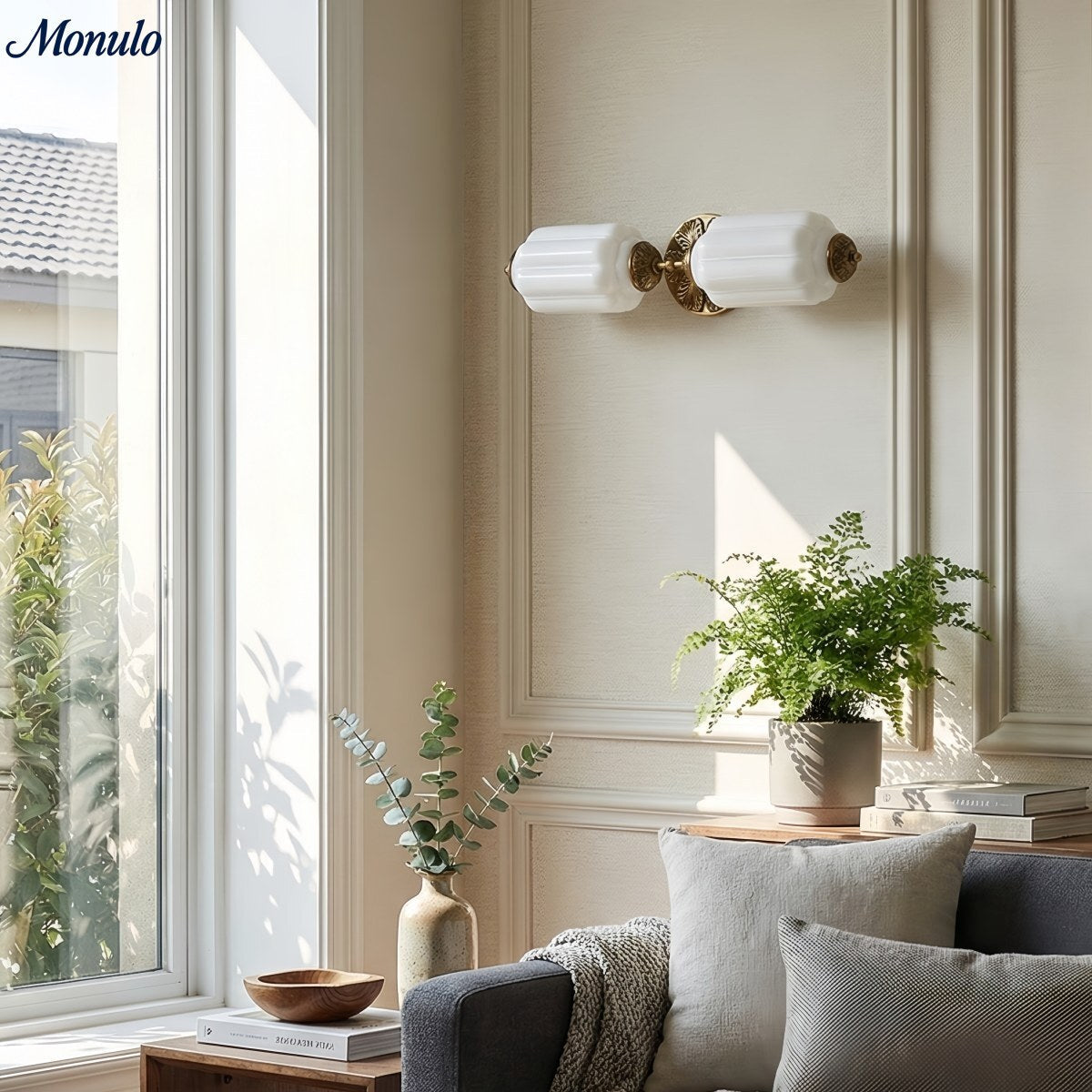 Vintage Glass Wall Lamp Horizontal Model Eloise Light Source for Living Room and Hallway - Lamylie