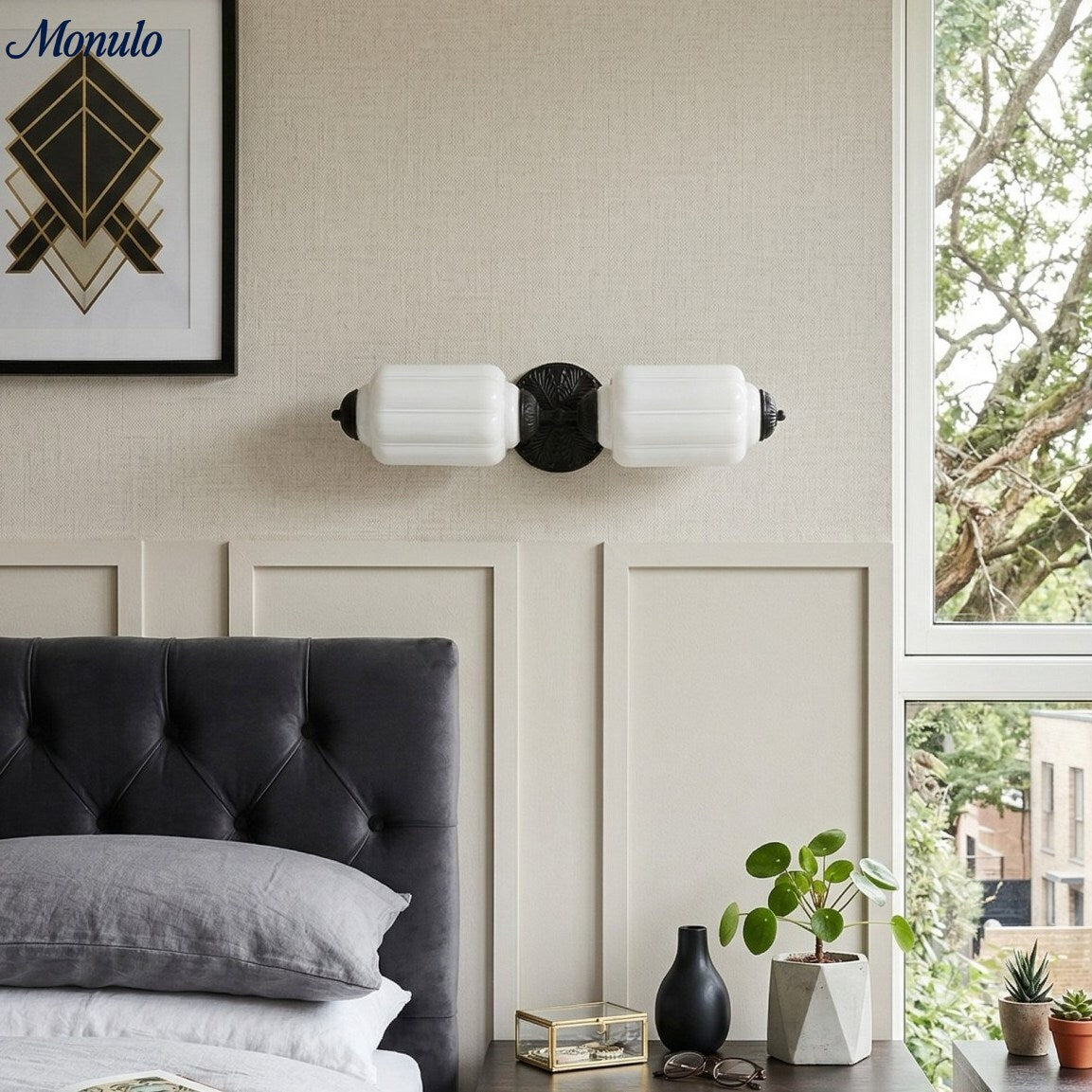 Vintage Glass Wall Lamp Horizontal Model Eloise Light Source for Living Room and Hallway - Lamylie