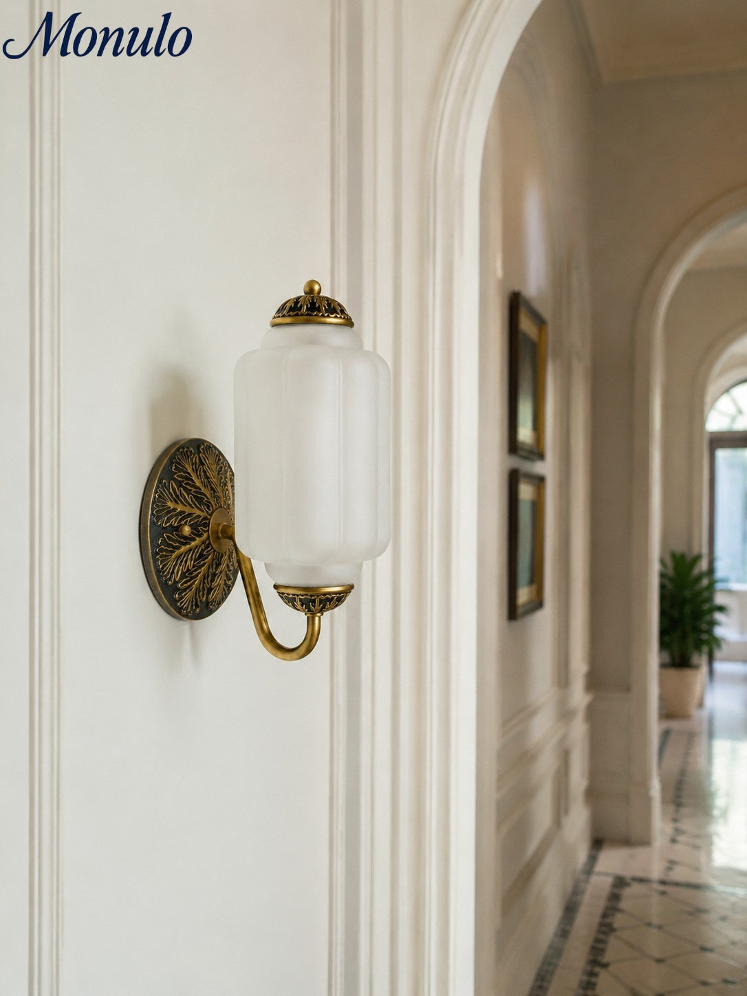 Milk Glass Wall Lamp Eloise for Hall and Bedroom | Vintage Wall Lighting with Milky White Glass - Lamylie