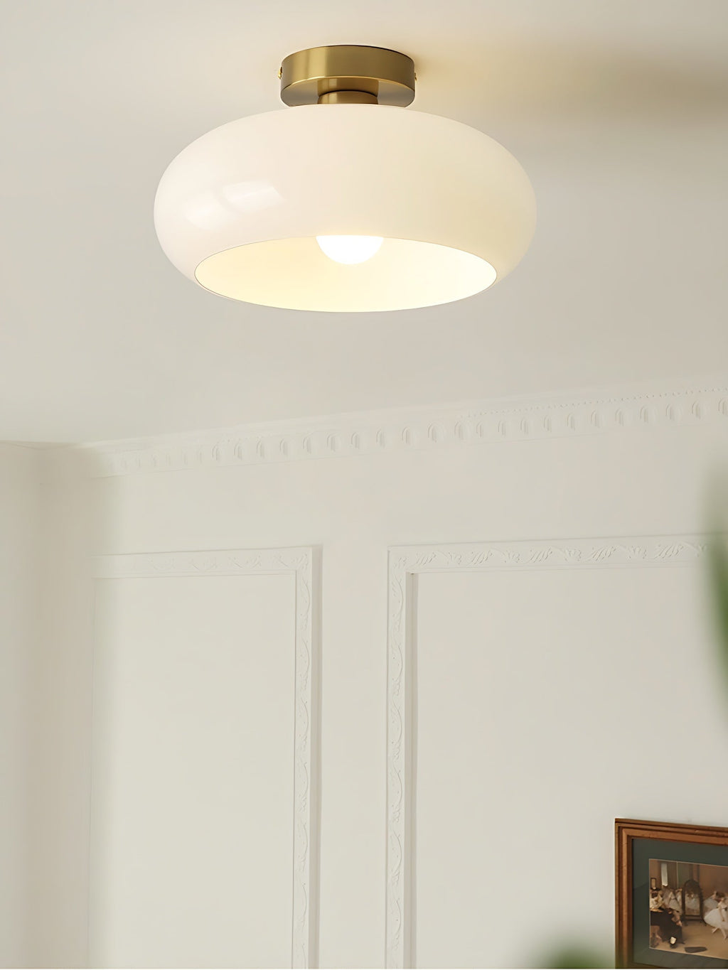 Ceiling Lamp Glass Disc Bauhaus Design Brass or Chrome Orange Yellow or White Glass Retro Stylish Lighting - Lamylie