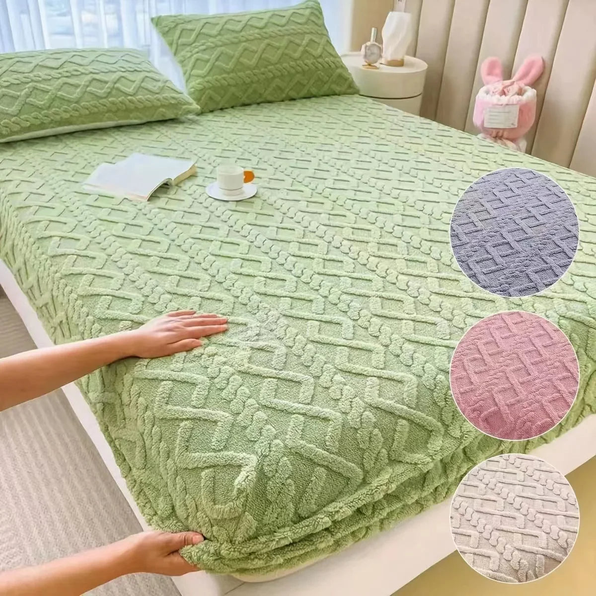 Set di copripiumino di lusso in velluto color latte, morbido, caldo, traspirante, reversibile, lavabile in lavatrice e resistente, matrimoniale king size - Lamylie