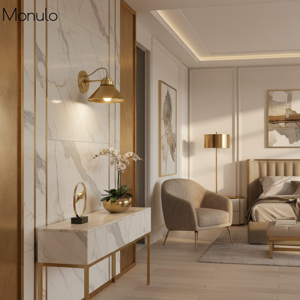Globus Wandleuchte mit gebogenem Arm | Moderne Industriebeleuchtung für Bad, Schlafzimmer und Flur - Lamylie