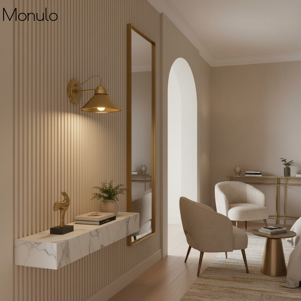 Globus Wandleuchte mit gebogenem Arm | Moderne Industriebeleuchtung für Bad, Schlafzimmer und Flur - Lamylie