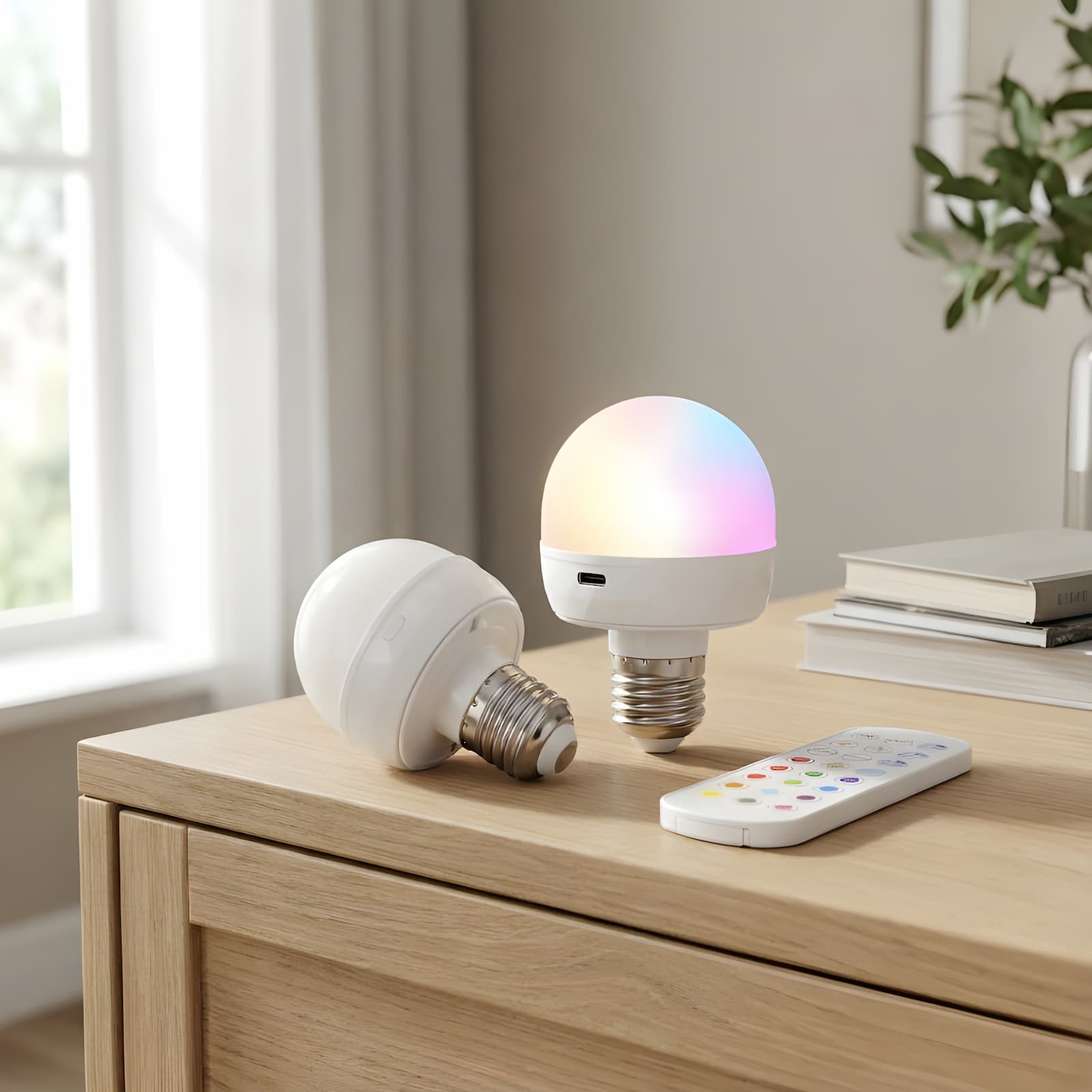 Wiederaufladbare E27 RGB LED-Lampe mit Fernbedienung – kabellose Installation - Lamylie