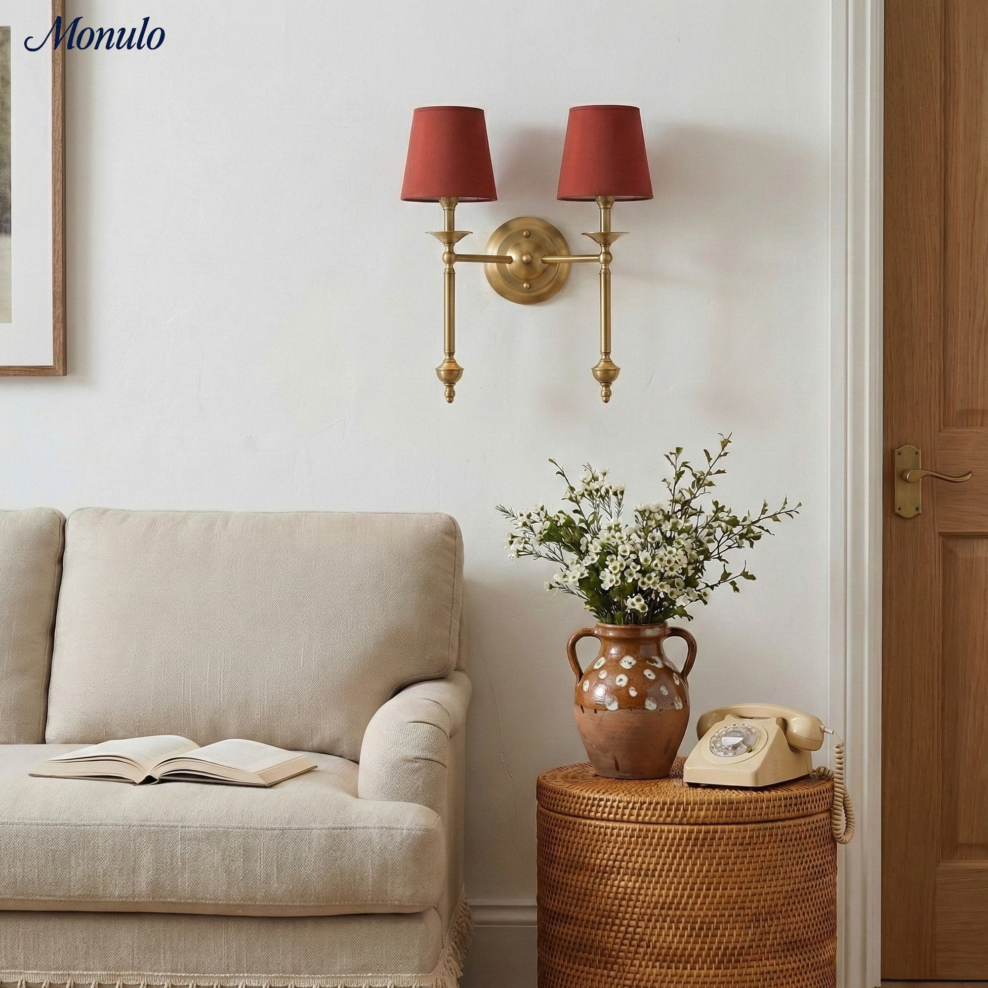 Stoffwandleuchte mit Vintage-Kupfer-Finish | Atmosphärische Beleuchtung für Flur, Schlafzimmer und Wohnzimmer - Lamylie