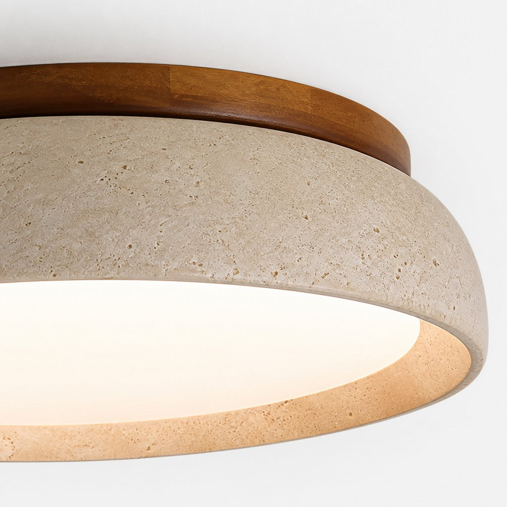 Ceiling Lamp Travertine Sculpture Beige Natural Stone 30cm 43cm Scandinavian Warm Light - Lamylie