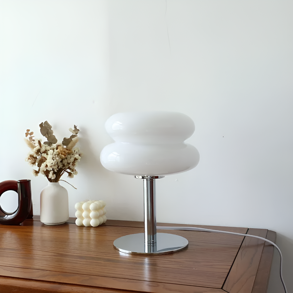 Venice Macaron Mushroom Table Lamp | Design Glass Dome with Iron Base | Decorative Lighting for Bedroom Living Room | Ø18×28cm - Lamylie