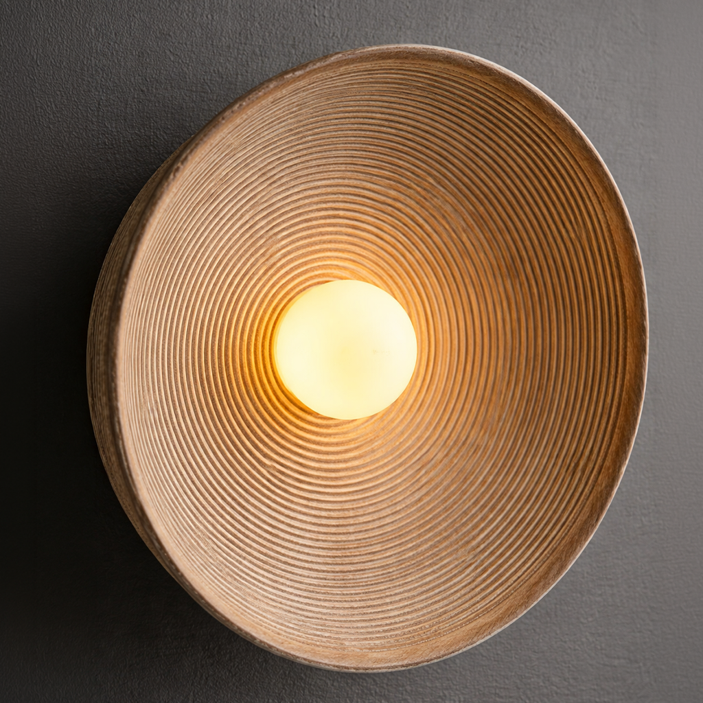 Moderne skandinavische Wandleuchte mit Holzoptik und sanftem Licht | Klein 20 cm oder Groß 27 cm | Warmweiß Kaltweiß oder Dimmbar - Lamylie