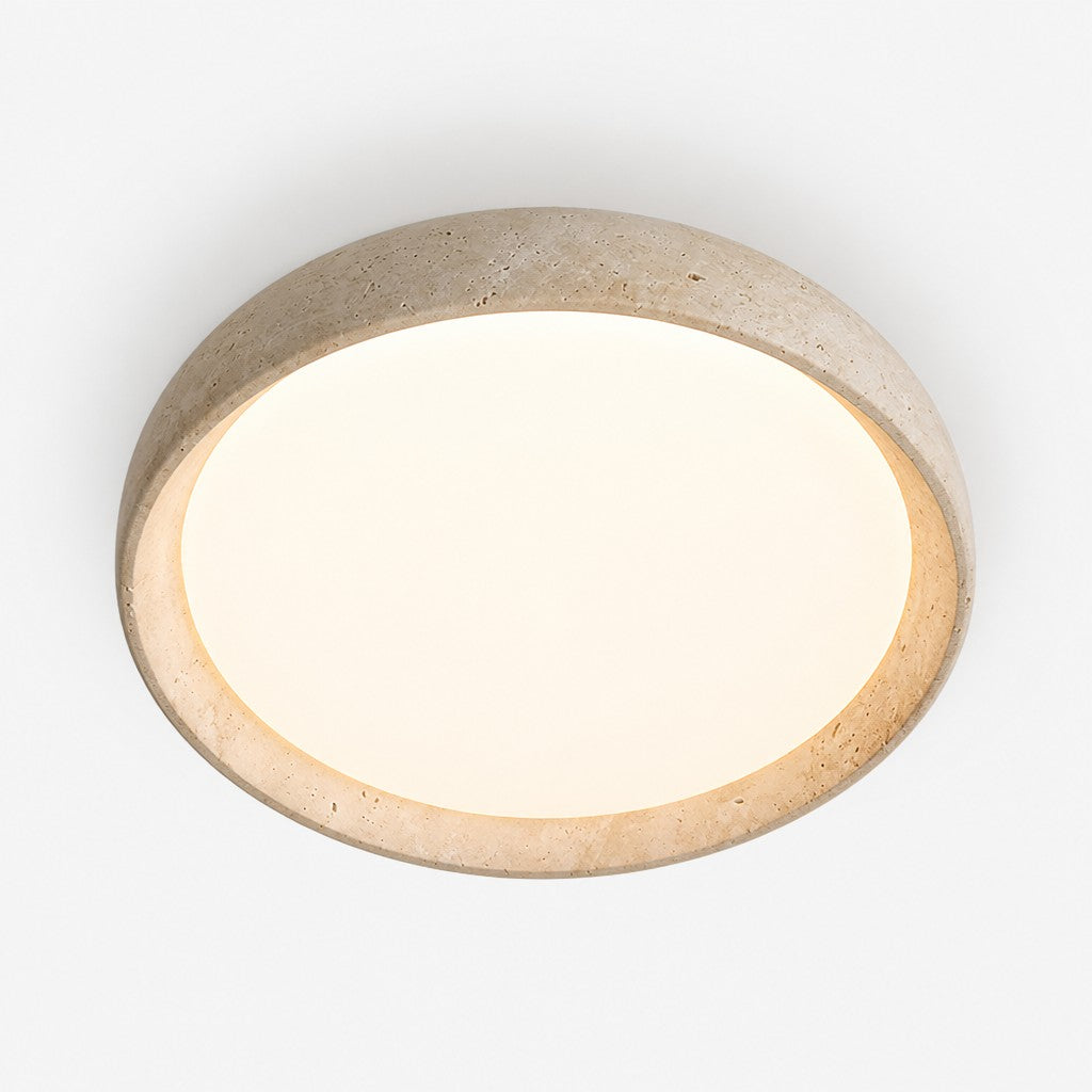 Ceiling Lamp Travertine Sculpture Beige Natural Stone 30cm 43cm Scandinavian Warm Light - Lamylie
