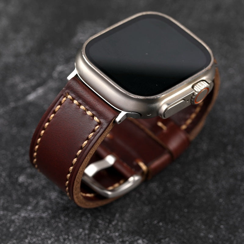 Apple Watch bőrszíj — antik vörösesbarna szín, minden modellhez kompatibilis