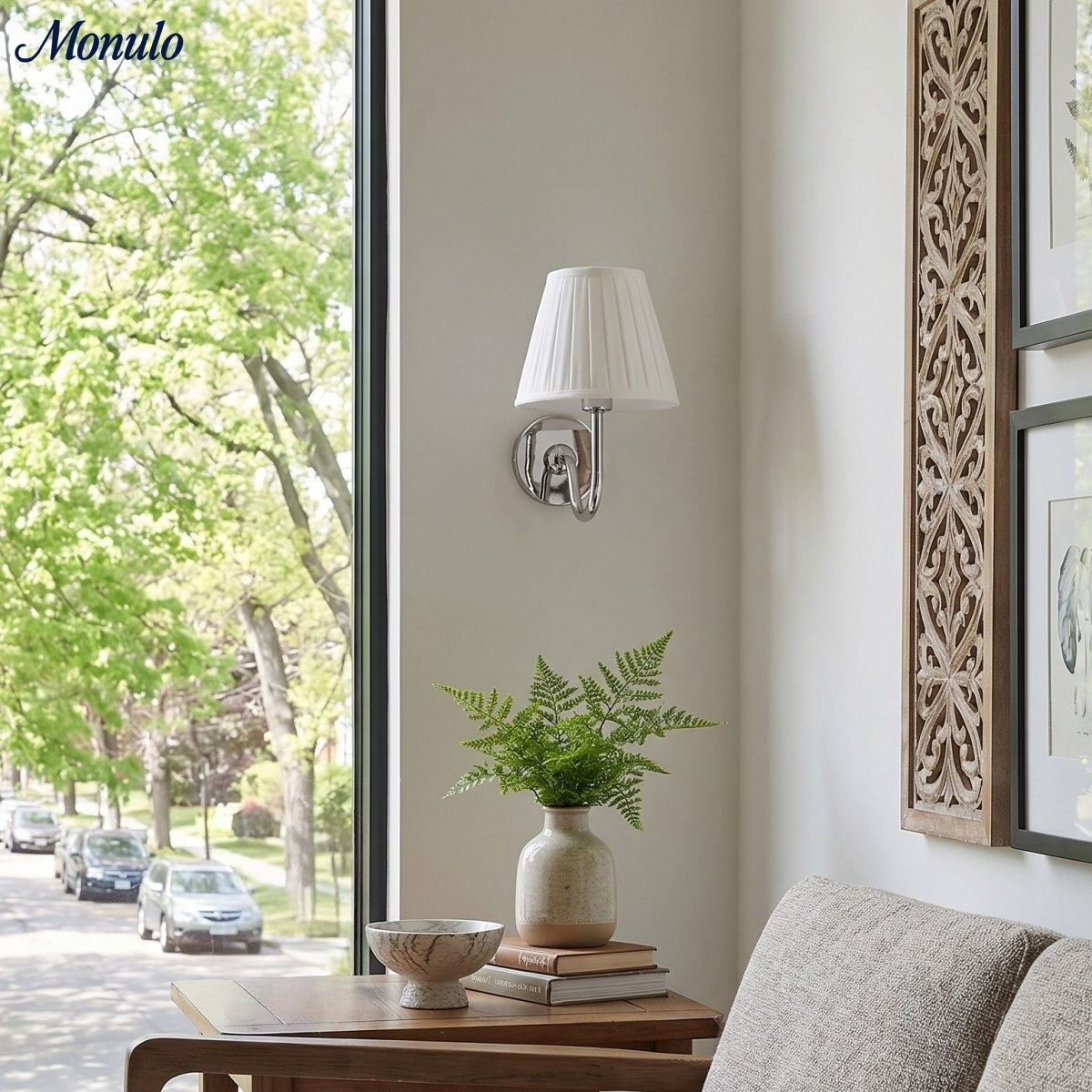 Wall Lamp with Pleated Fabric Shade | Classic Lighting for Bedroom and Living Room - Lamylie