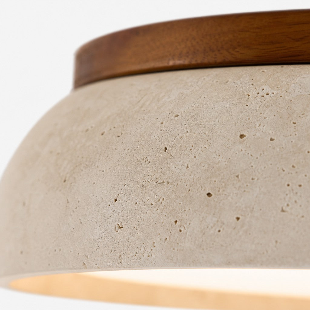 Ceiling Lamp Travertine Sculpture Beige Natural Stone 30cm 43cm Scandinavian Warm Light - Lamylie
