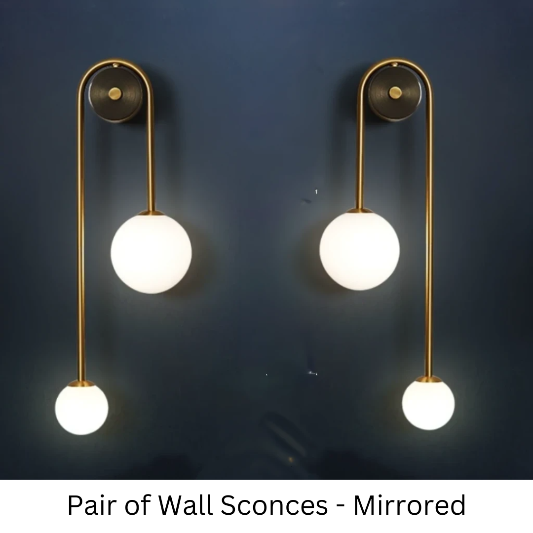 Gold-Colored Wall Lamp with White Glass Globe | Modern Scandinavian Design for Hallway & Corridor - Lamylie