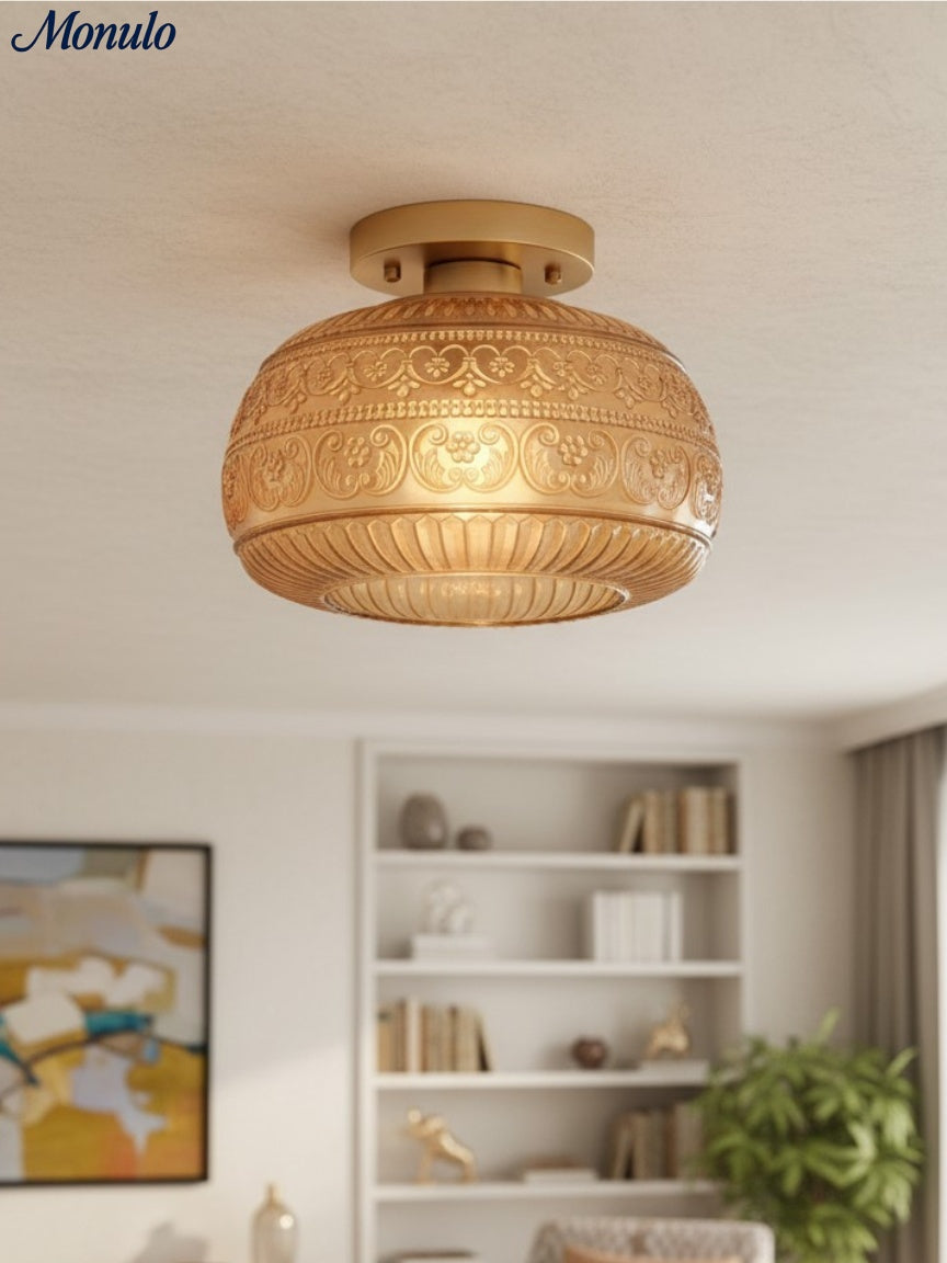 Glas-Globus-Deckenlampe Strukturiertes Glas Halb eingebaute Beleuchtung für jeden Raum - Lamylie