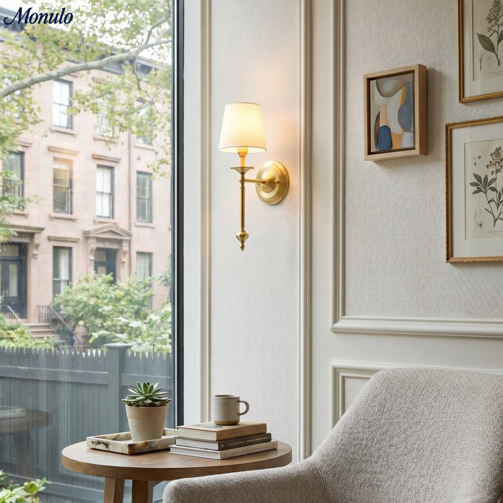 Stoffwandleuchte mit Vintage-Kupfer-Finish | Atmosphärische Beleuchtung für Flur, Schlafzimmer und Wohnzimmer - Lamylie