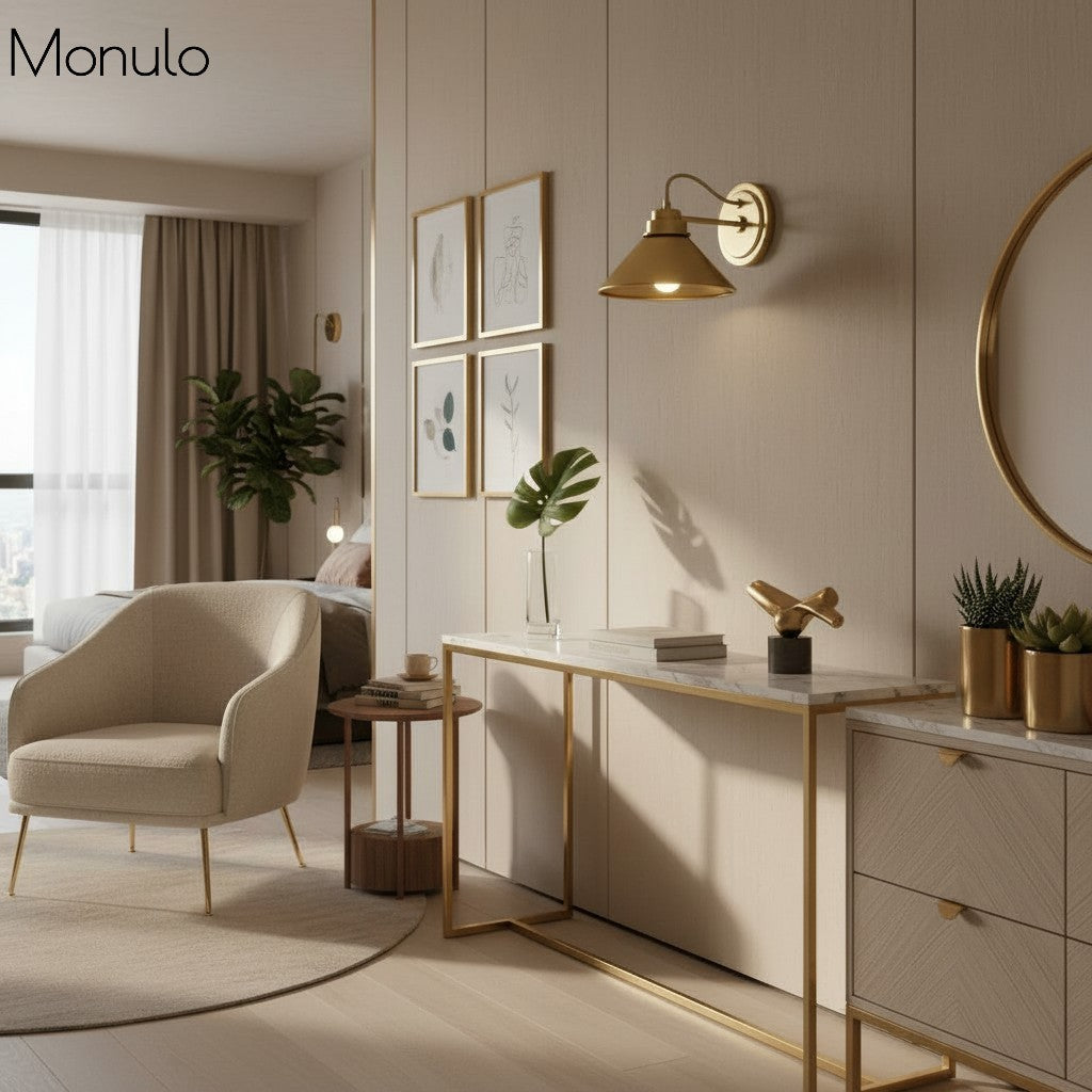 Globus Wandleuchte mit gebogenem Arm | Moderne Industriebeleuchtung für Bad, Schlafzimmer und Flur - Lamylie