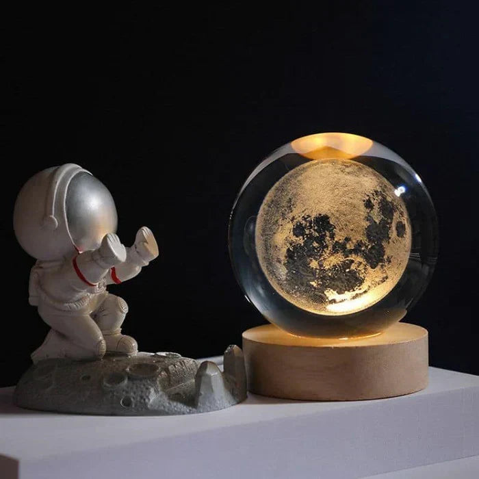 3D Carved Crystal Globe Lamp – Soft LED Night Light - Lamylie