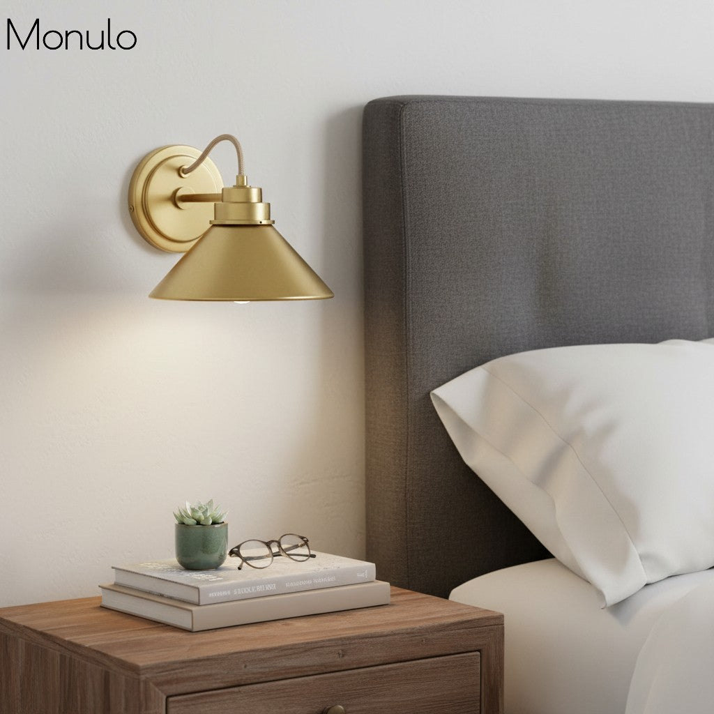 Globus Wandleuchte mit gebogenem Arm | Moderne Industriebeleuchtung für Bad, Schlafzimmer und Flur - Lamylie