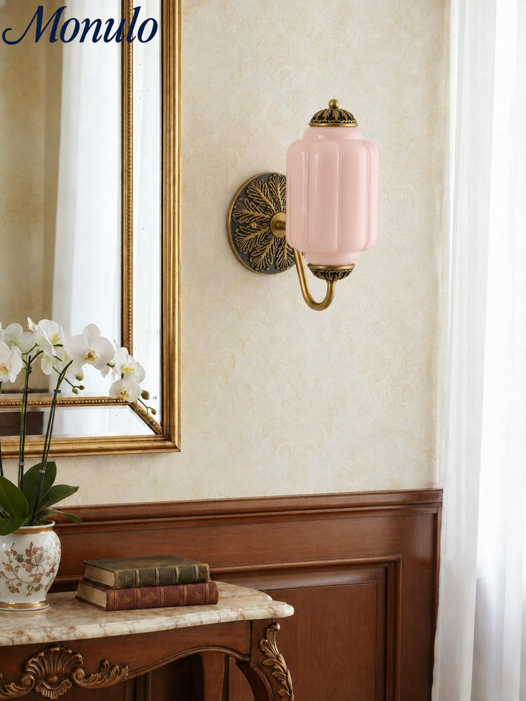 Milk Glass Wall Lamp Eloise for Hall and Bedroom | Vintage Wall Lighting with Milky White Glass - Lamylie