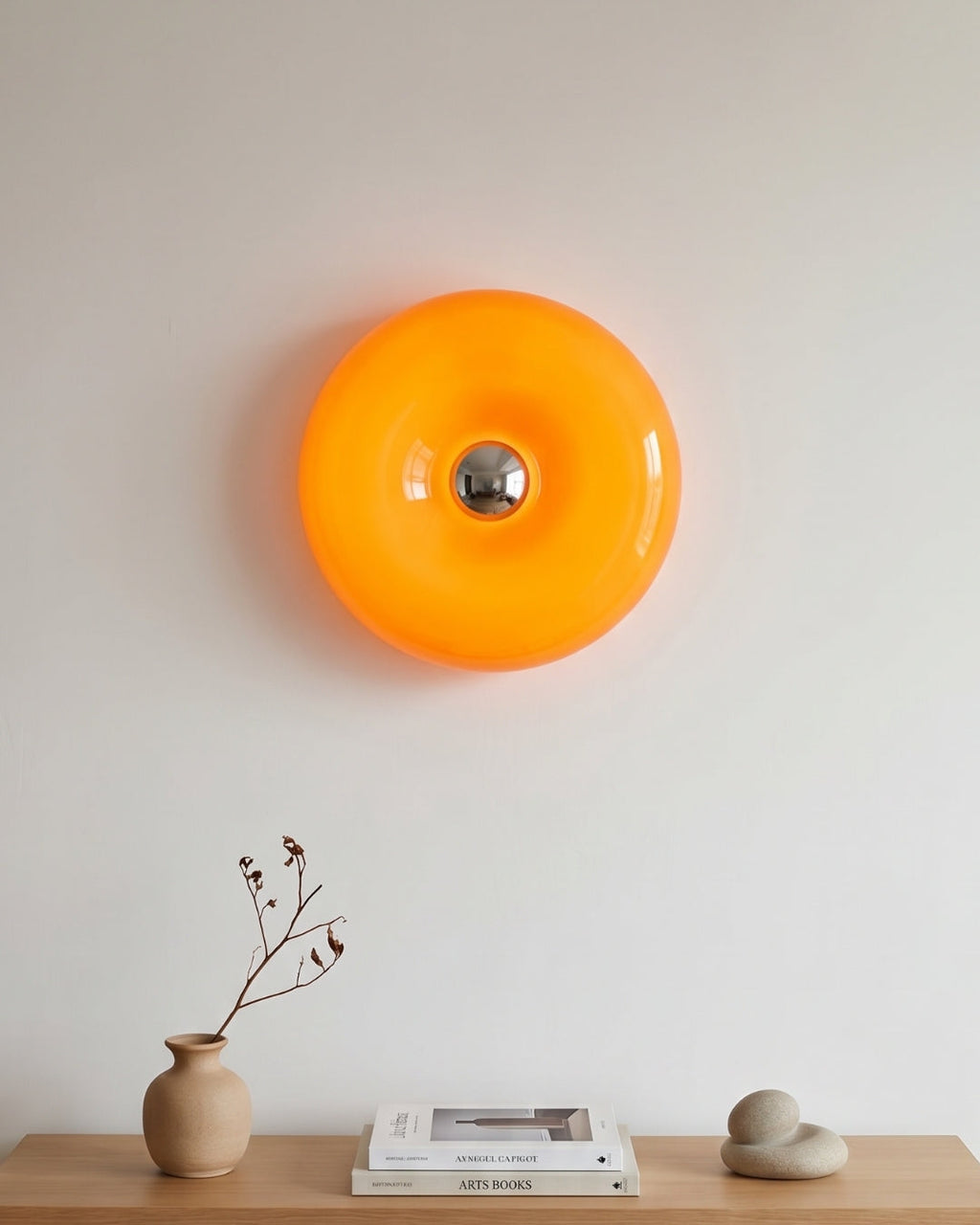 NARA Skulpturale Donut-Lampe mit 3 Farbtemperaturen | Dimmbar Glas-Tischlampe Bauhaus-Design Touch-Steuerung Wandmontierbar Ambientebeleuchtung - Lamylie